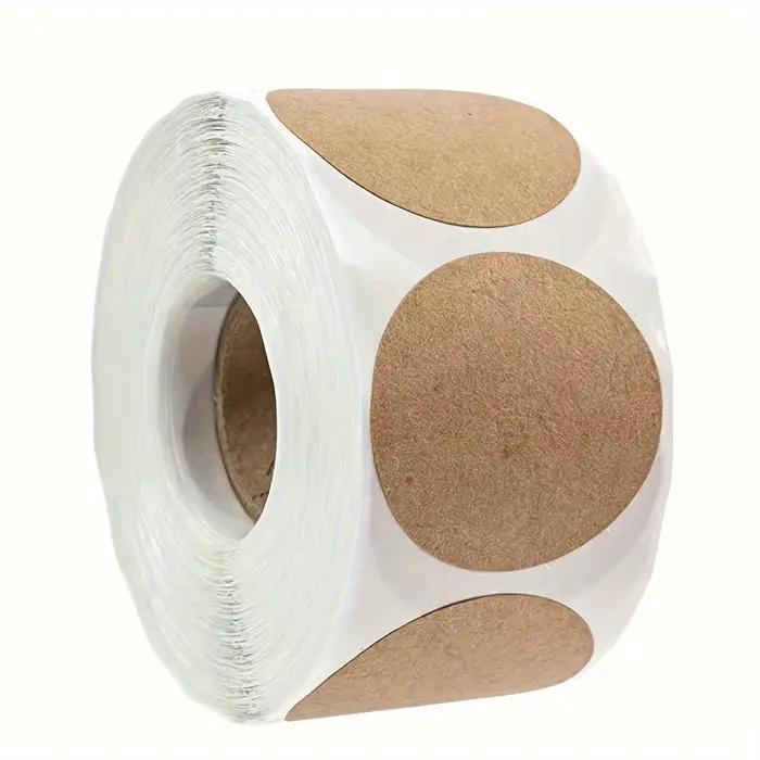 Étiquettes autocollantes circulaires en papier Kraft