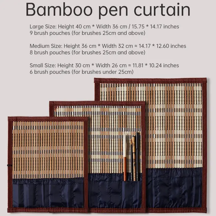 Rouleau de pinceaux de calligraphie en bambou