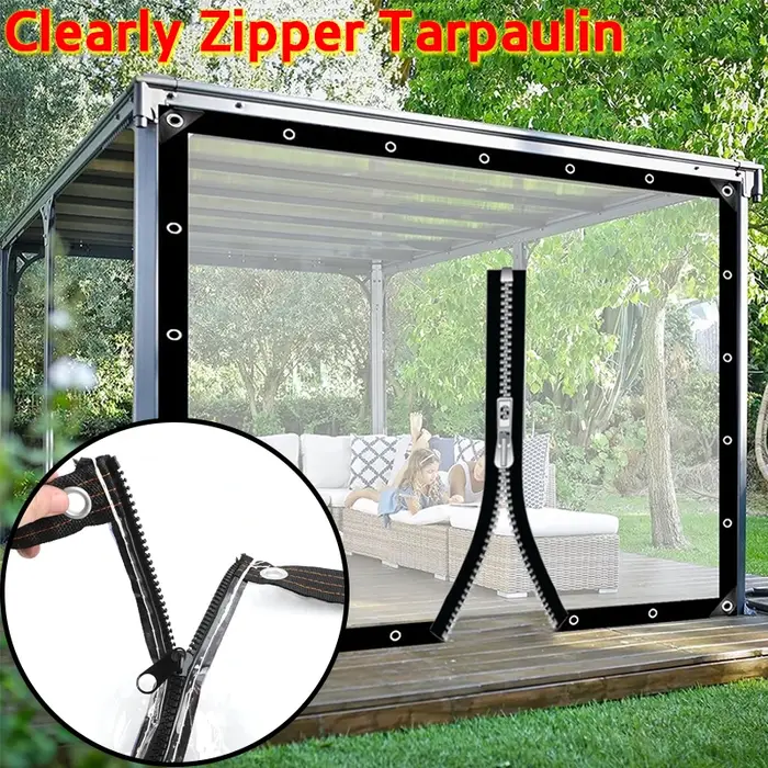 Bâche transparente personnalisée à fermeture éclair