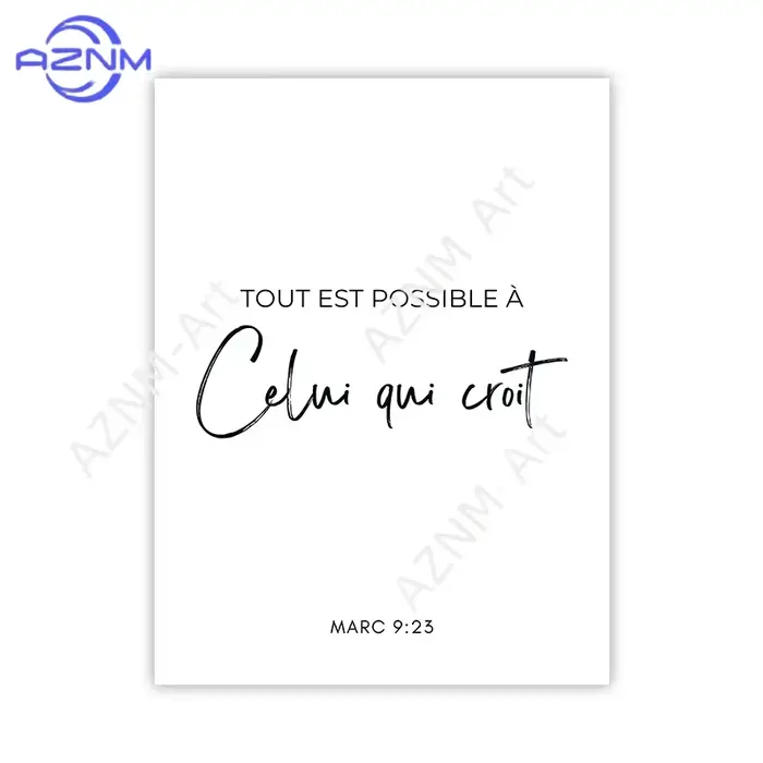1 pièce, toile d'art murale avec impression de versets bibliques français