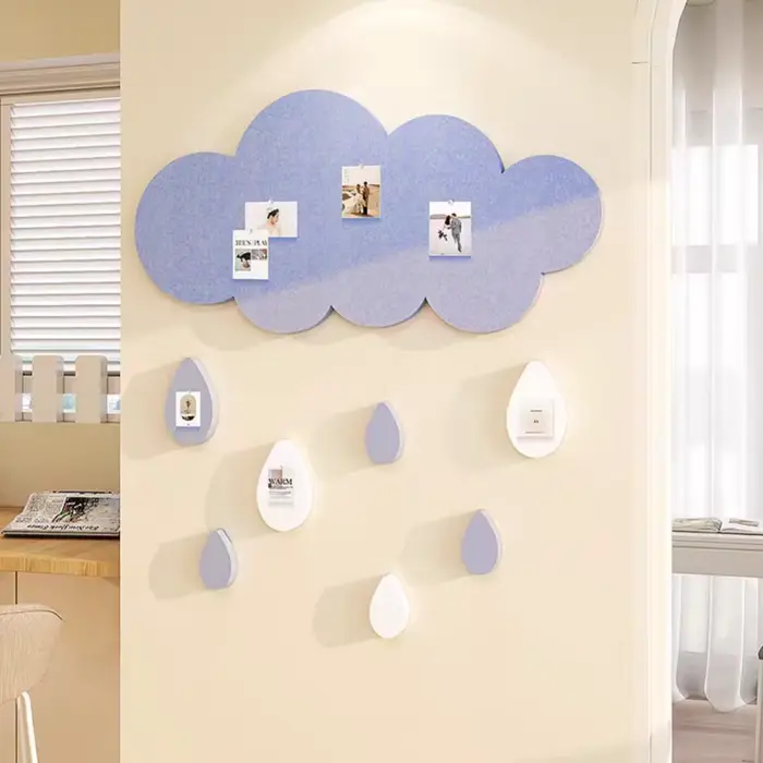 Tuiles murales en feutre Nuages et Gouttes de Pluie