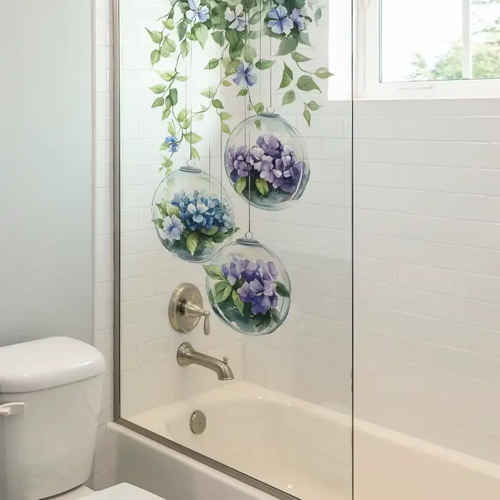 Autocollant mural fleur suspendue feuille verte