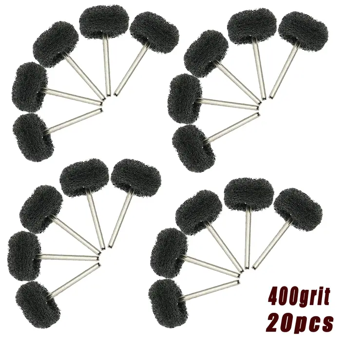 20 pièces de têtes abrasives de polissage et de ponçage pour outils rotatifs Dremel et accessoires de perceuse
