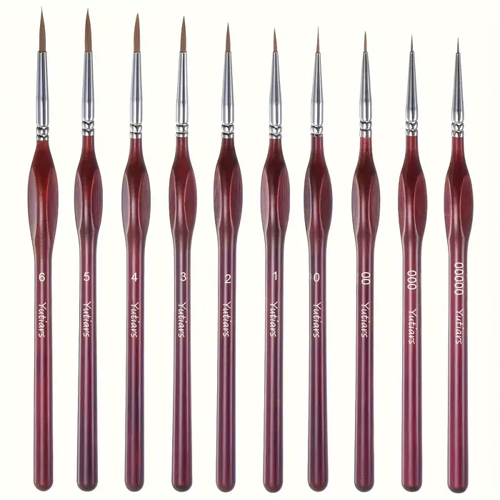 10 pièces pinceau à détails fins Kit de pinceaux de peinture miniatures Mini ensemble de pinceaux po