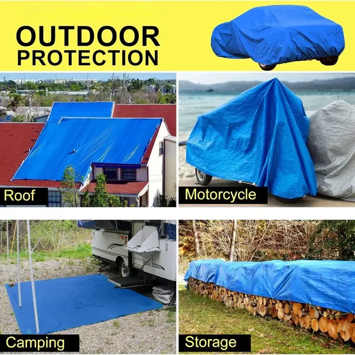 Bâche de protection imperméable grande taille en PE avec œillets métalliques