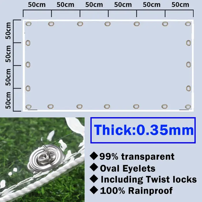 Bâche transparente avec œillets ovales