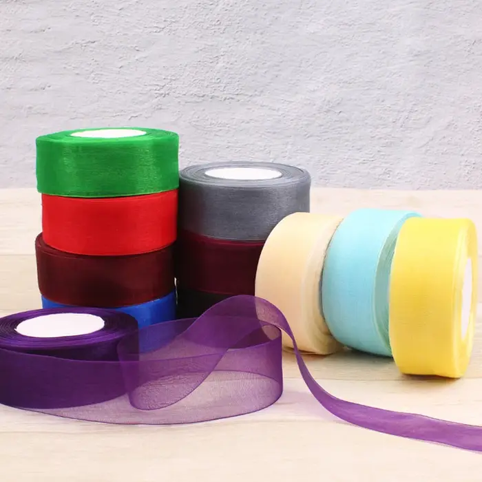 (50 yards/rouleau) Ruban en organza 12/15/20/25/40 mm