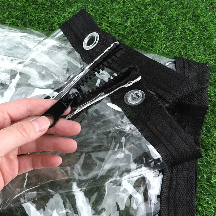 Bâche transparente personnalisée à fermeture éclair pour l'extérieur