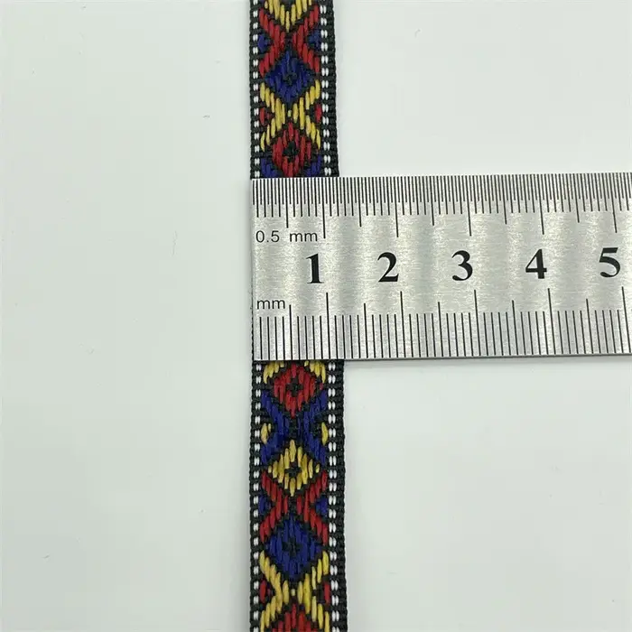Rubans Brodés Jacquard Géométriques Colorés de 13mm de Large