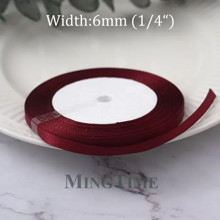 Ruban en Satin bordeaux 25yards 6mm 10mm 15mm 25mm 38mm 50mm