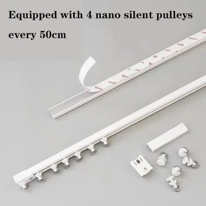 Rail de rideau auto-adhésif solide sans poinçonnage, piste coulissante Nano silencieuse, accessoire
