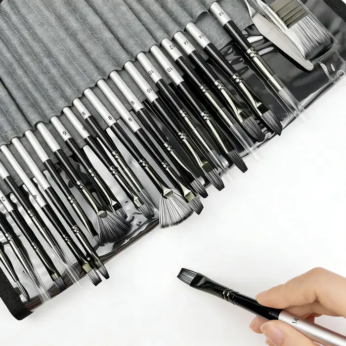 Ensemble de 24 pinceaux d'art variés OU sac de peinture vide avec couteau à palette et sac