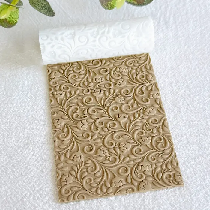 Rouleau de Texture en argile polymère avec motifs floraux