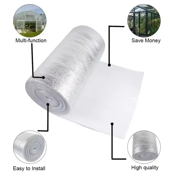 Rouleau d'isolation réfléchissante 0,5x5m avec âme en mousse, barrière radiante, feuille d'isolation en aluminium réfléchissant, bouclier thermique pour camping-car