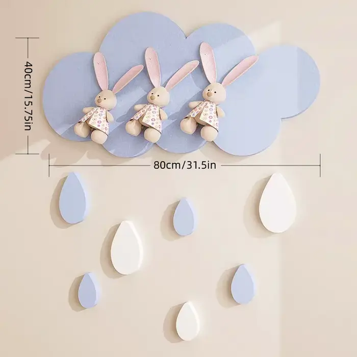 Tuiles murales en feutre Nuages et Gouttes de Pluie