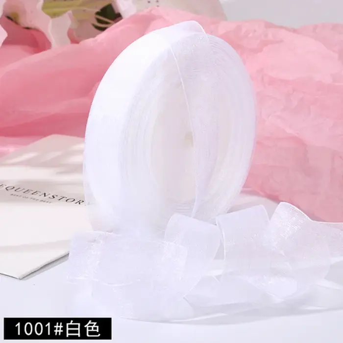 Rubans d'Organza Blancs et Transparents de 12/15/20/25/40/50mm