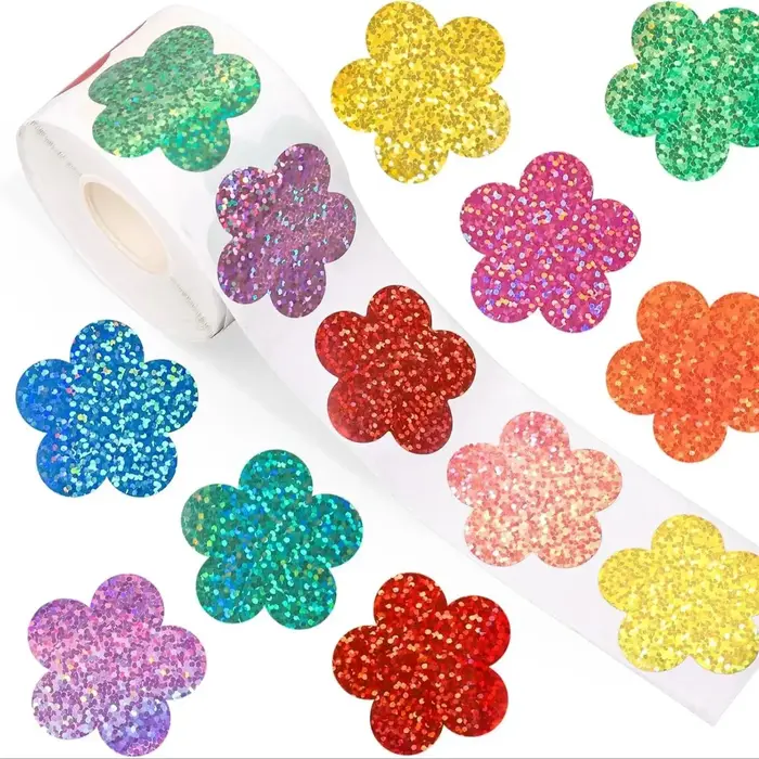 Rouleau d'autocollants de fleurs Laser