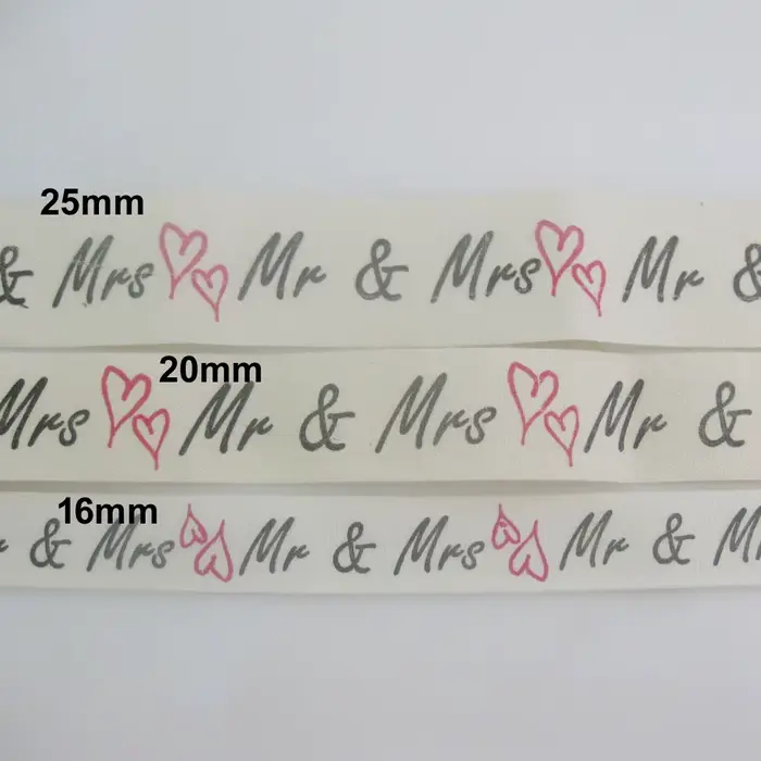 Rubans en coton imprimés Mr & Mrs, 20Yards, 16MM/20MM/25MM, accessoires pour vêtements, ruban à nœud