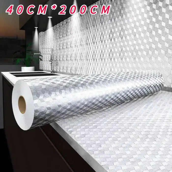 Autocollant de cuisine anti-graisse pour cuisinière, papier peint auto-adhésif résistant aux hautes 