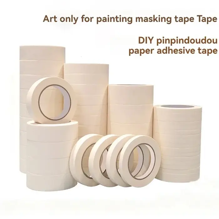 Ruban de masquage en papier crépon beige 20m