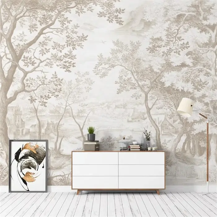 Papier peint de paysage de forêt française européenne personnalisée