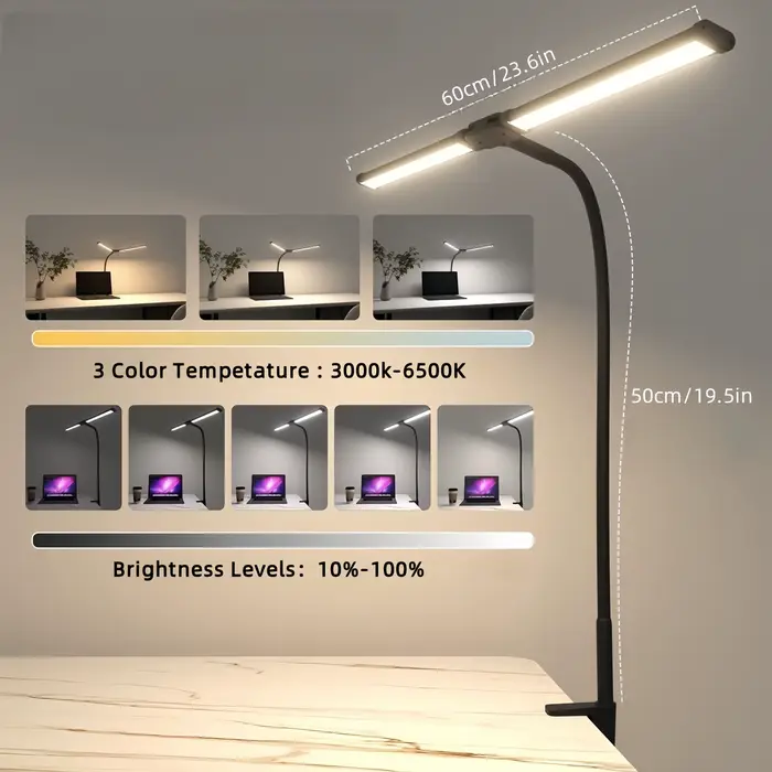 Double tête LED Clip Type télécommande lampe de bureau lampe de lecture lampe de bureau lampe de bur