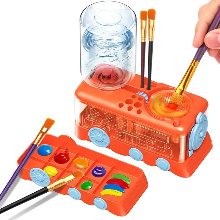 Nettoyeur de pinceaux à peinture à Circulation d'eau, avec plateau porte-brosse pour aquarelle, huil