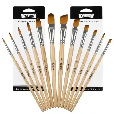 Ensemble de pinceaux en nylon à poils doux pour peinture acrylique