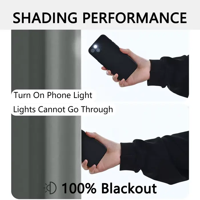Rideau occultant 100% moderne avec doublure enduite, 2 pièces, pour chambre à coucher, salon, salle