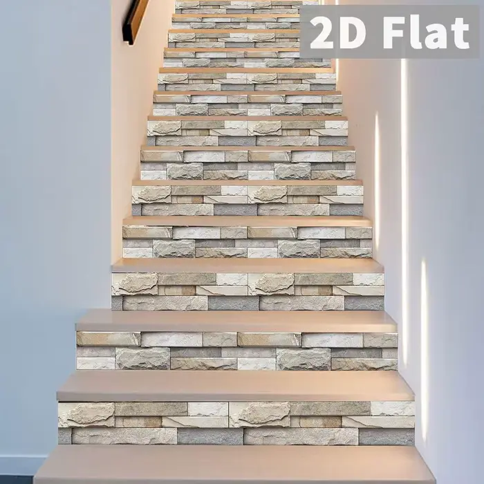 Autocollant d'escalier en imitation pierre de couleur claire