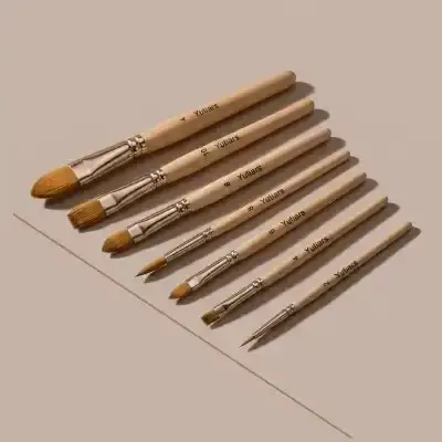 Ensemble de pinceaux en nylon à poils doux pour peinture acrylique
