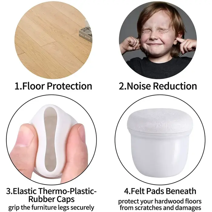 Protecteurs de pieds de chaise de table transparents
