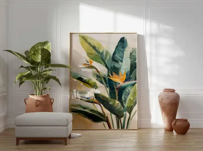 Affiche de fleurs d'oiseau de paradis – Impression d'art mural botanique tropical