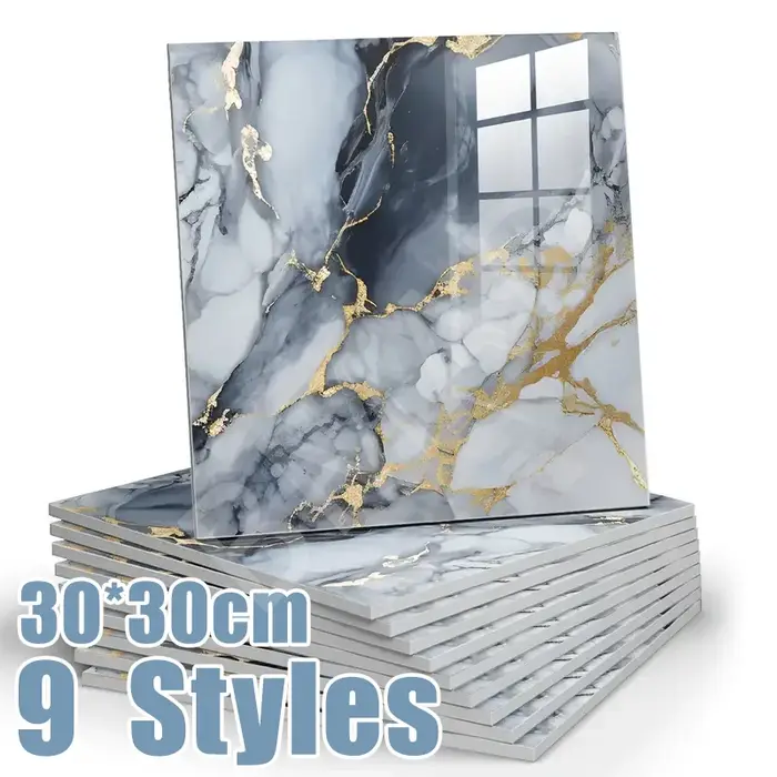 10-50 pièces Imitation marbre 3D carreaux de céramique mur rénovation décoration autocollant imperméable auto-adhésif