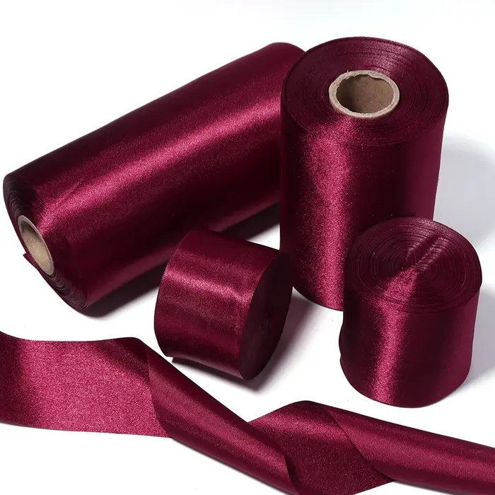 Ruban en satin rouge bordeaux 40/50/60/100/150 mm de large pour chemin de table de mariage