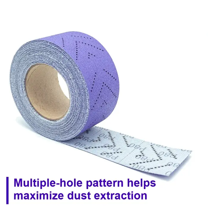 Rouleau de papier abrasif 70 mm x 12 m multi-perforé