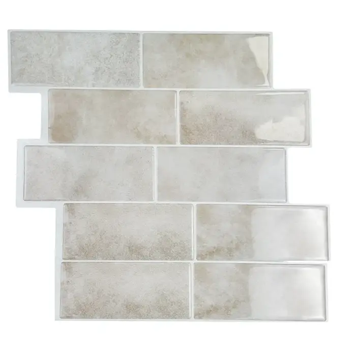 Carreaux muraux pour salle de bains imperméables 10 feuilles pierre Beige peler et coller dosseret Splash bâton sur
