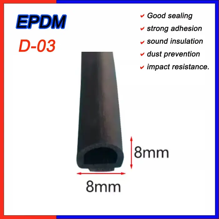Bande d'étanchéité autocollante EPDM de 1/3/5 mètre, insonorisante, anti-collision, en caoutchouc, t