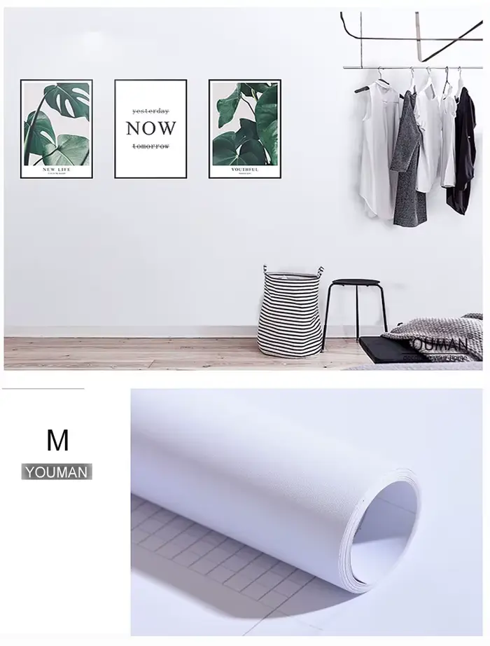 Papier peint auto-adhésif décoratif en vinyle blanc mat