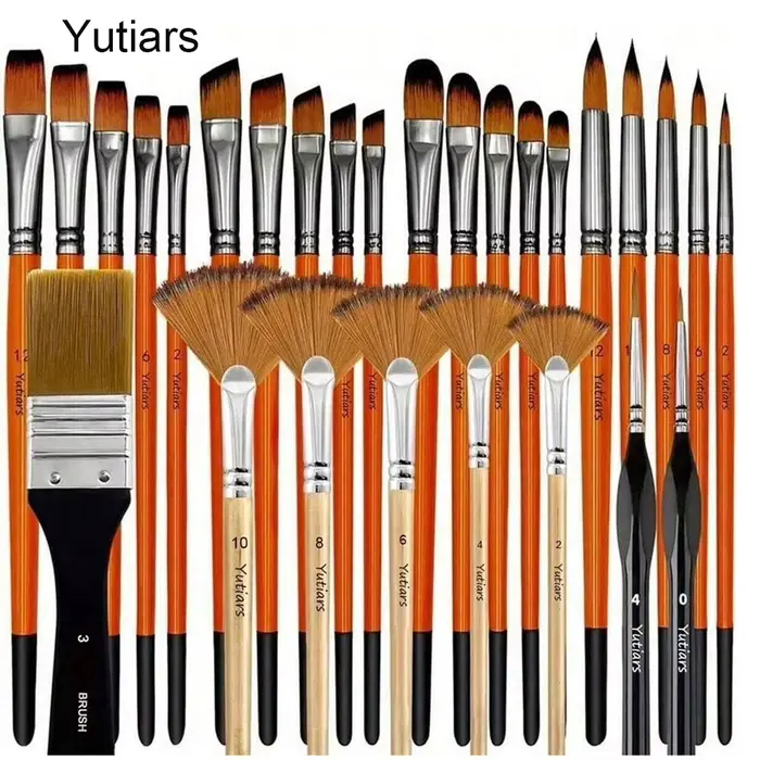 28/32 pinceaux pour peinture acrylique, poils en nylon de qualité supérieure avec pinceaux ronds, en