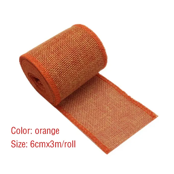 Rouleau de ruban en toile de Jute naturelle colorée, 3 m/rouleau, 6cm, garnitures en tissu de Jute p