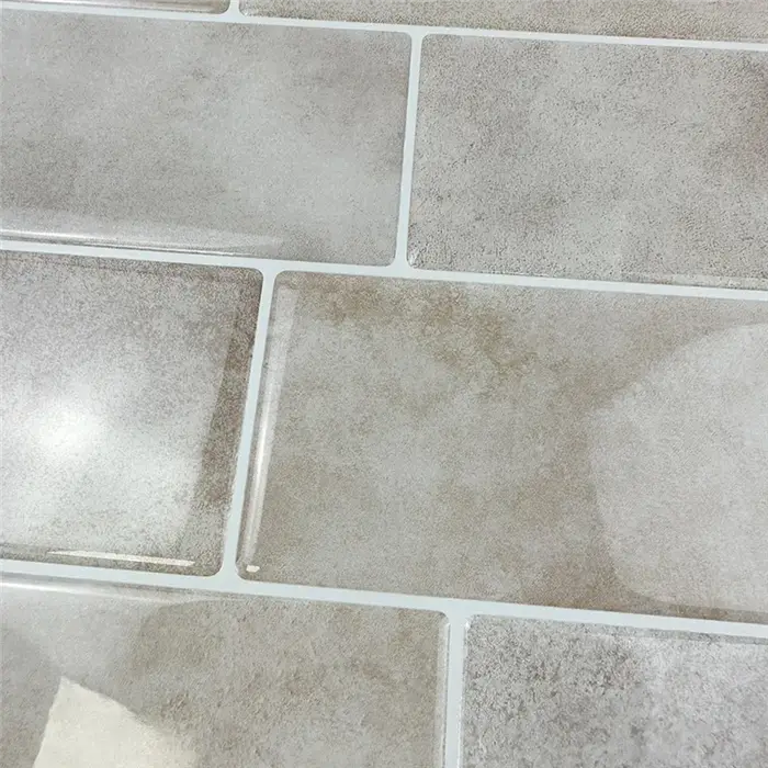 Carreaux muraux pour salle de bains imperméables 10 feuilles pierre Beige peler et coller dosseret Splash bâton sur