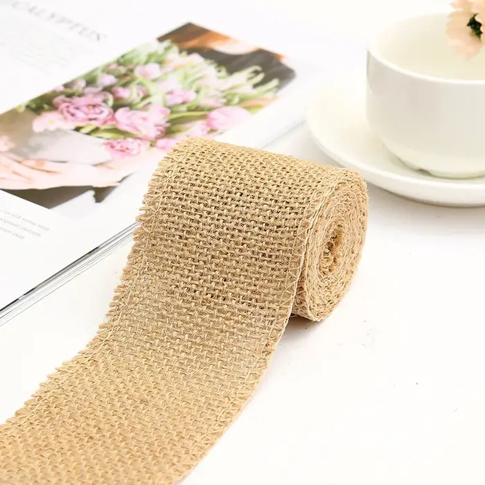 Rouleau de ruban artisanal polyvalent en toile de Jute naturelle colorée