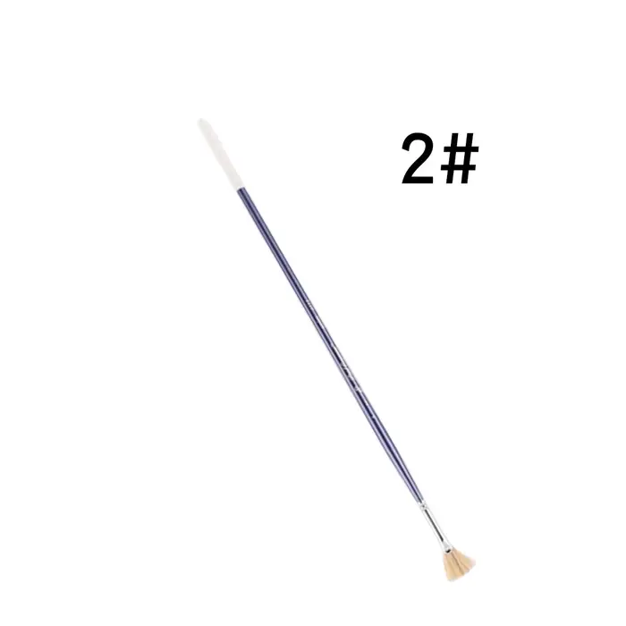 Ensemble de pinceaux à huile bleus à long manche et poils en forme d'éventail, adaptés à la gouache,