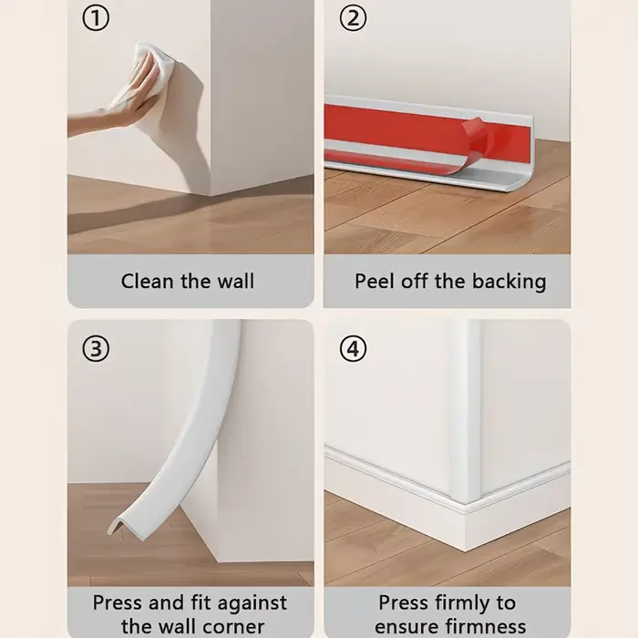 1 pièce de protection d'angle autocollante en plastique blanc de 1/2 m