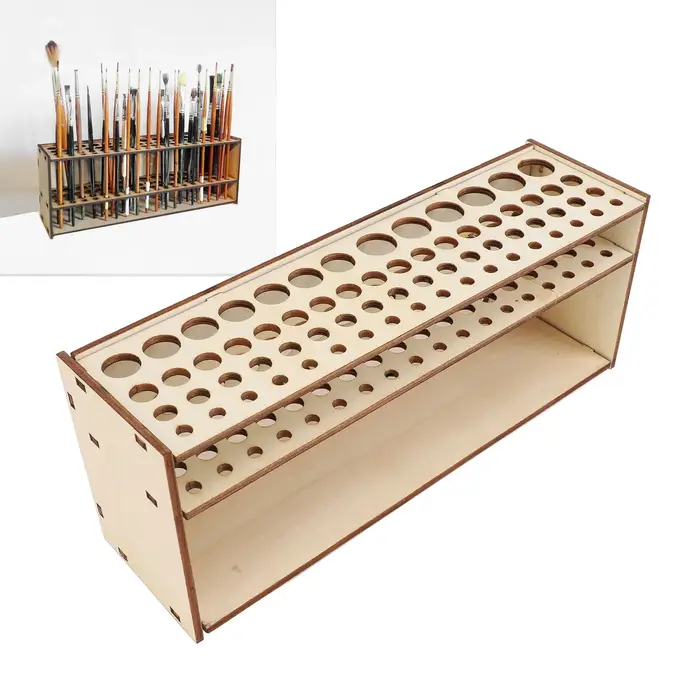 Porte-pinceau en bois artiste 67 trous détachable