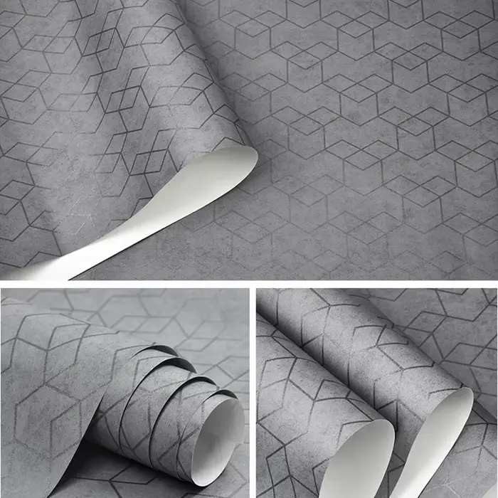 Rouleau de papier peint géométrique de luxe gris foncé