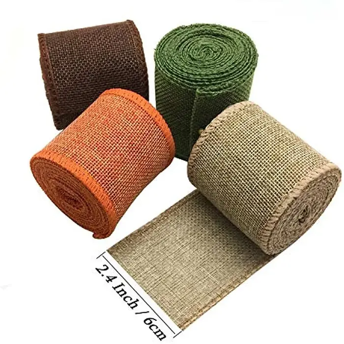 Rouleau de ruban artisanal polyvalent en toile de Jute naturelle colorée