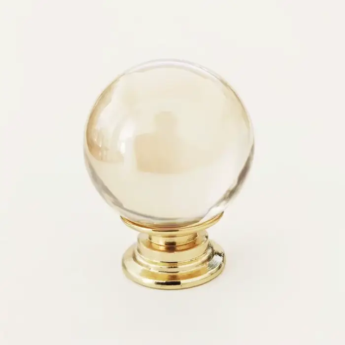 Poignée de meuble en verre cristal Champagne/Transparent, poignées de tiroir à trou unique, boutons
