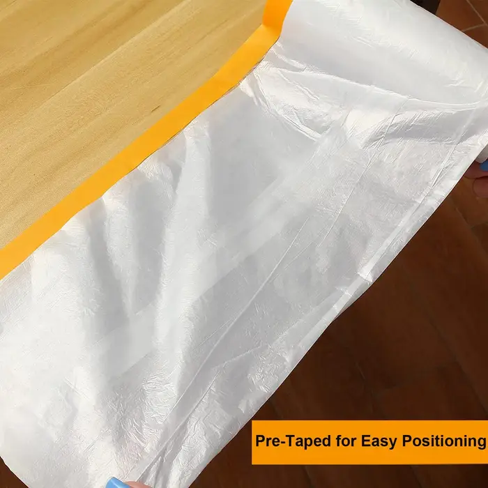 Film de masquage pré-adhésif en feuille de plastique transparent